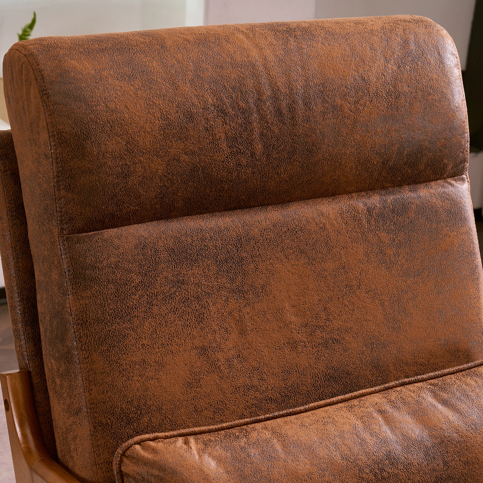 Orange High-Back Indoor Leisure Chair Solid Wood Armrests Iron Frame Bronzing Cloth view 37