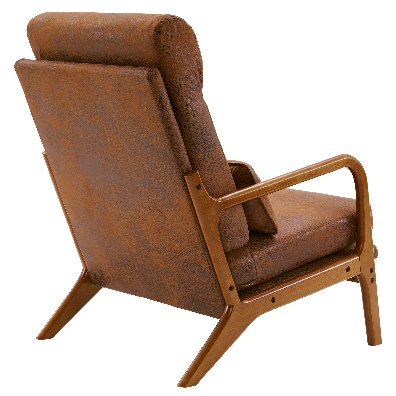 Orange High-Back Indoor Leisure Chair Solid Wood Armrests Iron Frame Bronzing Cloth view 6