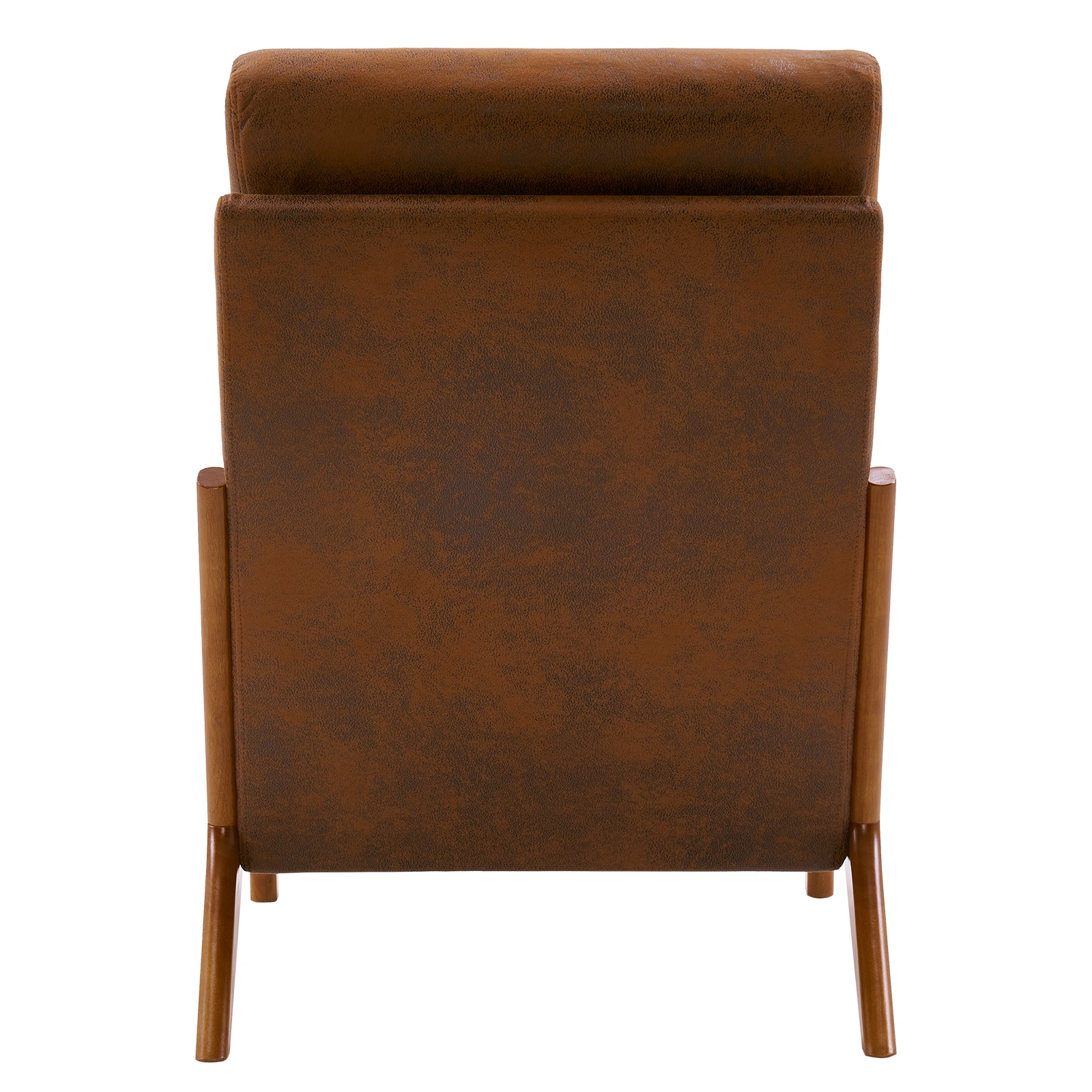Orange High-Back Indoor Leisure Chair Solid Wood Armrests Iron Frame Bronzing Cloth view 7