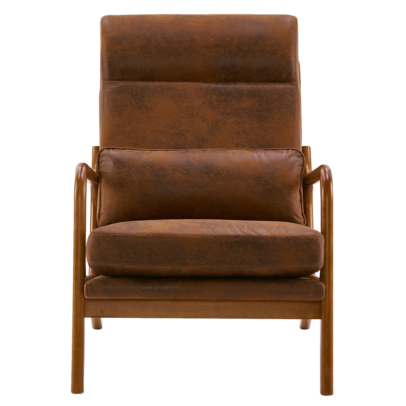 Orange High-Back Indoor Leisure Chair Solid Wood Armrests Iron Frame Bronzing Cloth view 8