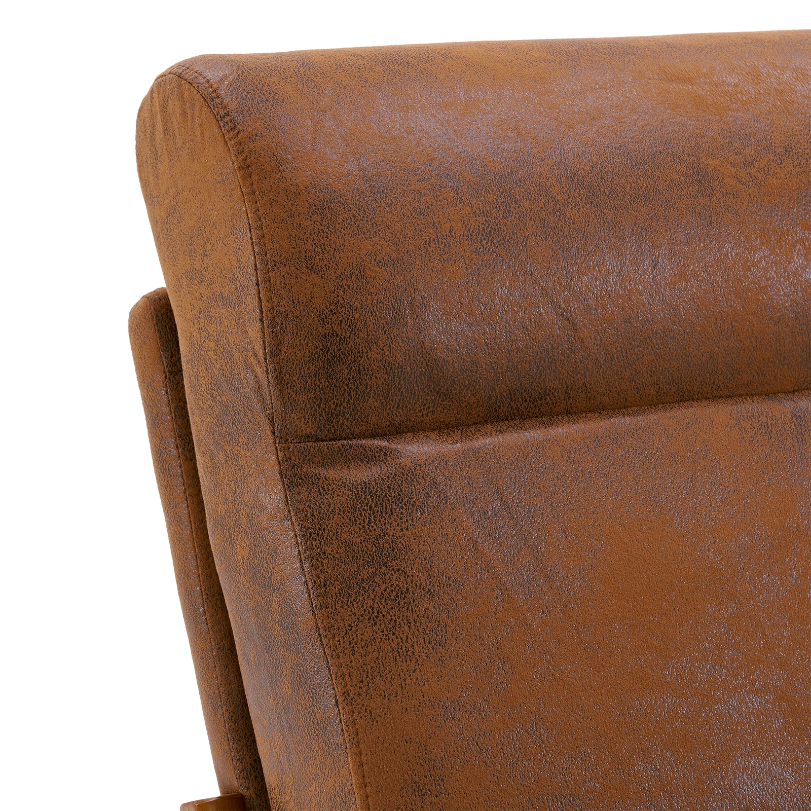 Orange High-Back Indoor Leisure Chair Solid Wood Armrests Iron Frame Bronzing Cloth view 9