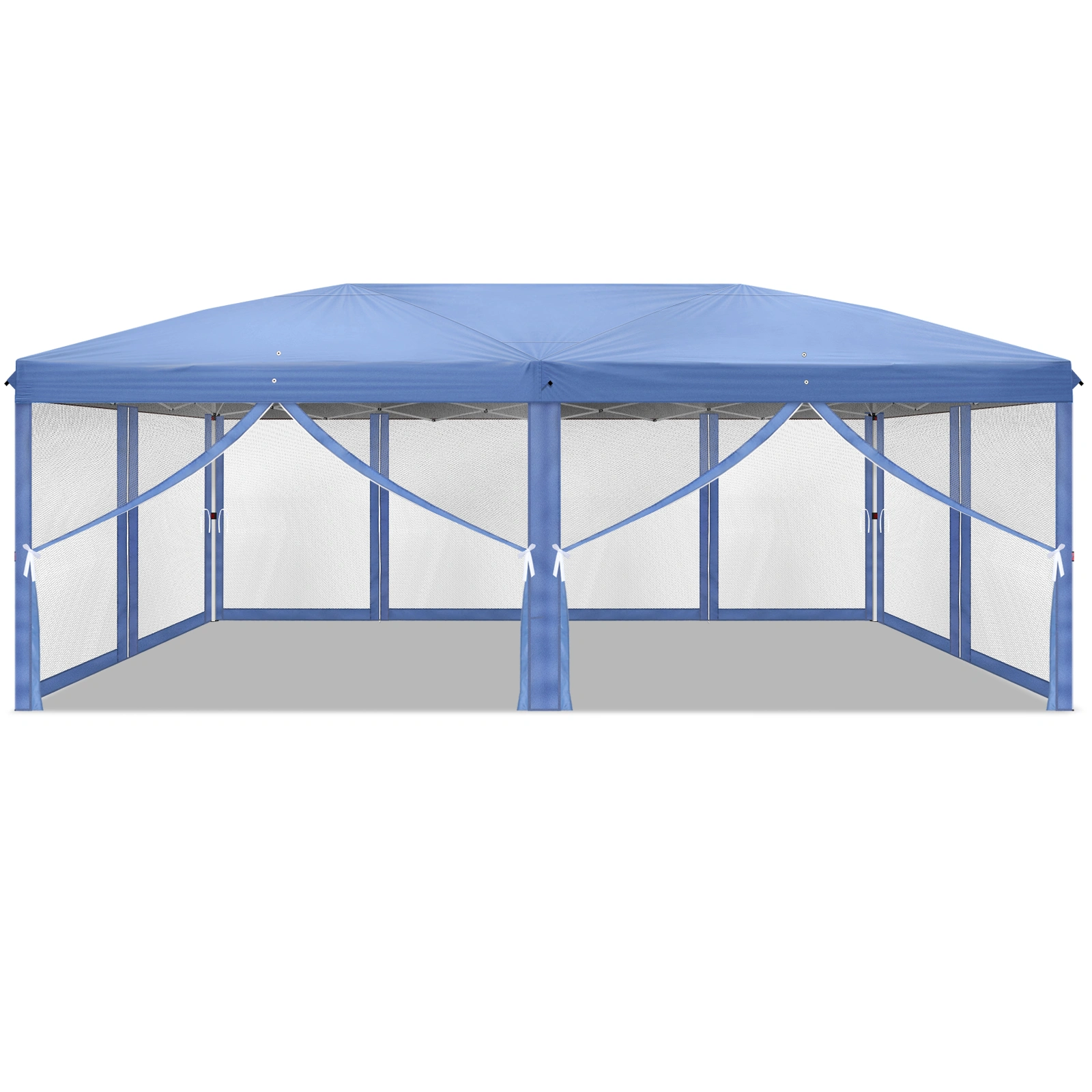 10x20 ft Blue Pop Up Canopy Tent, Instant Folding Shelter 6 Mesh Panels 2 Doors 4 Windows, Powder Coated Iron Frame, 210D Oxford Fabric Outdoor Canopy with Carry Bag, No Sandbags view 14