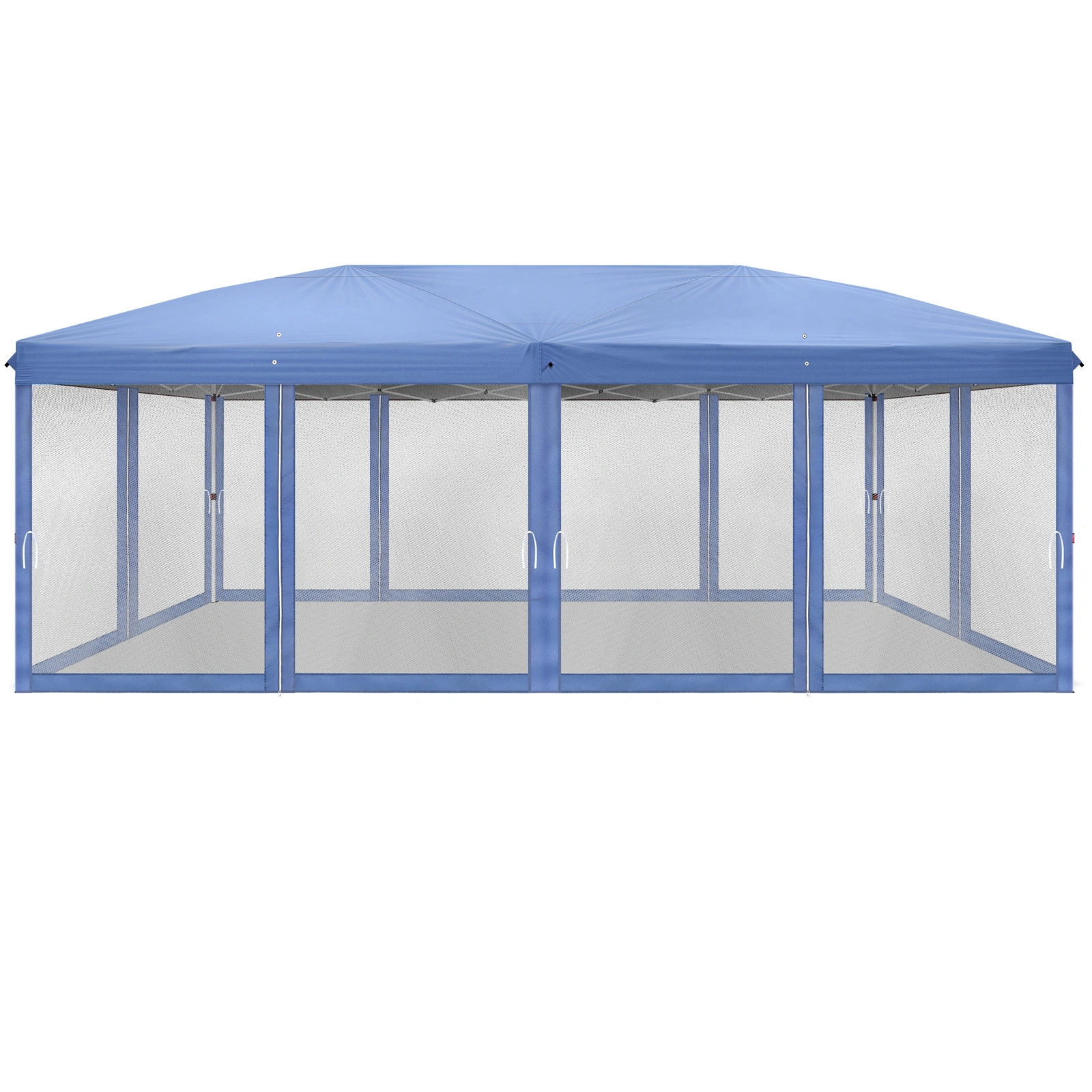 10x20 ft Blue Pop Up Canopy Tent, Instant Folding Shelter 6 Mesh Panels 2 Doors 4 Windows, Powder Coated Iron Frame, 210D Oxford Fabric Outdoor Canopy with Carry Bag, No Sandbags view 16