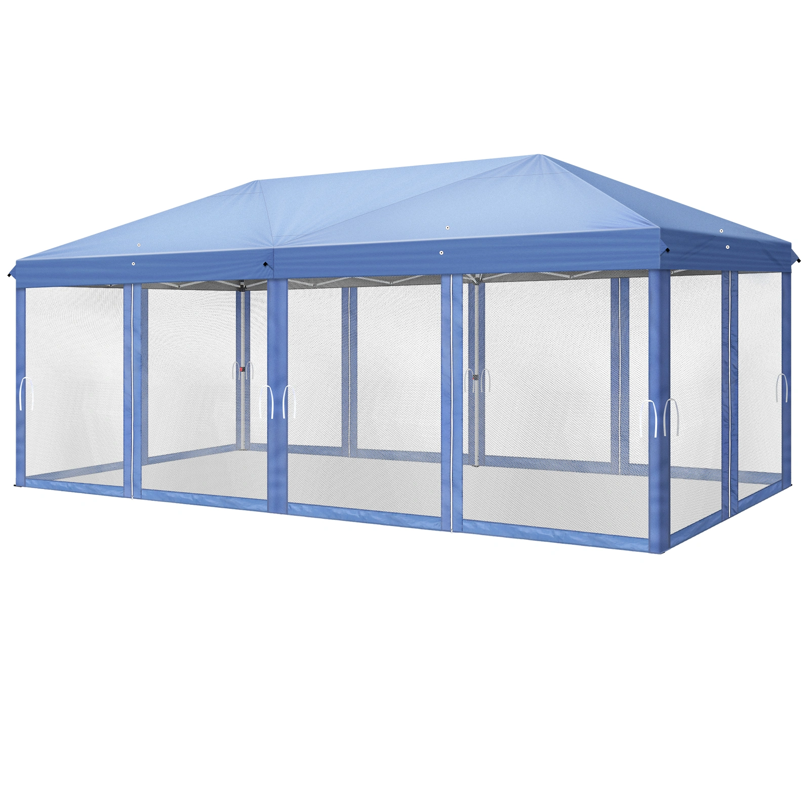 10x20 ft Blue Pop Up Canopy Tent, Instant Folding Shelter 6 Mesh Panels 2 Doors 4 Windows, Powder Coated Iron Frame, 210D Oxford Fabric Outdoor Canopy with Carry Bag, No Sandbags view 17