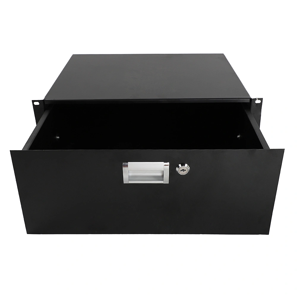19" 4U DJ Equipment Rack Cabinet with Keyed Locks, Powder-Coated Black Steel Server Enclosure
