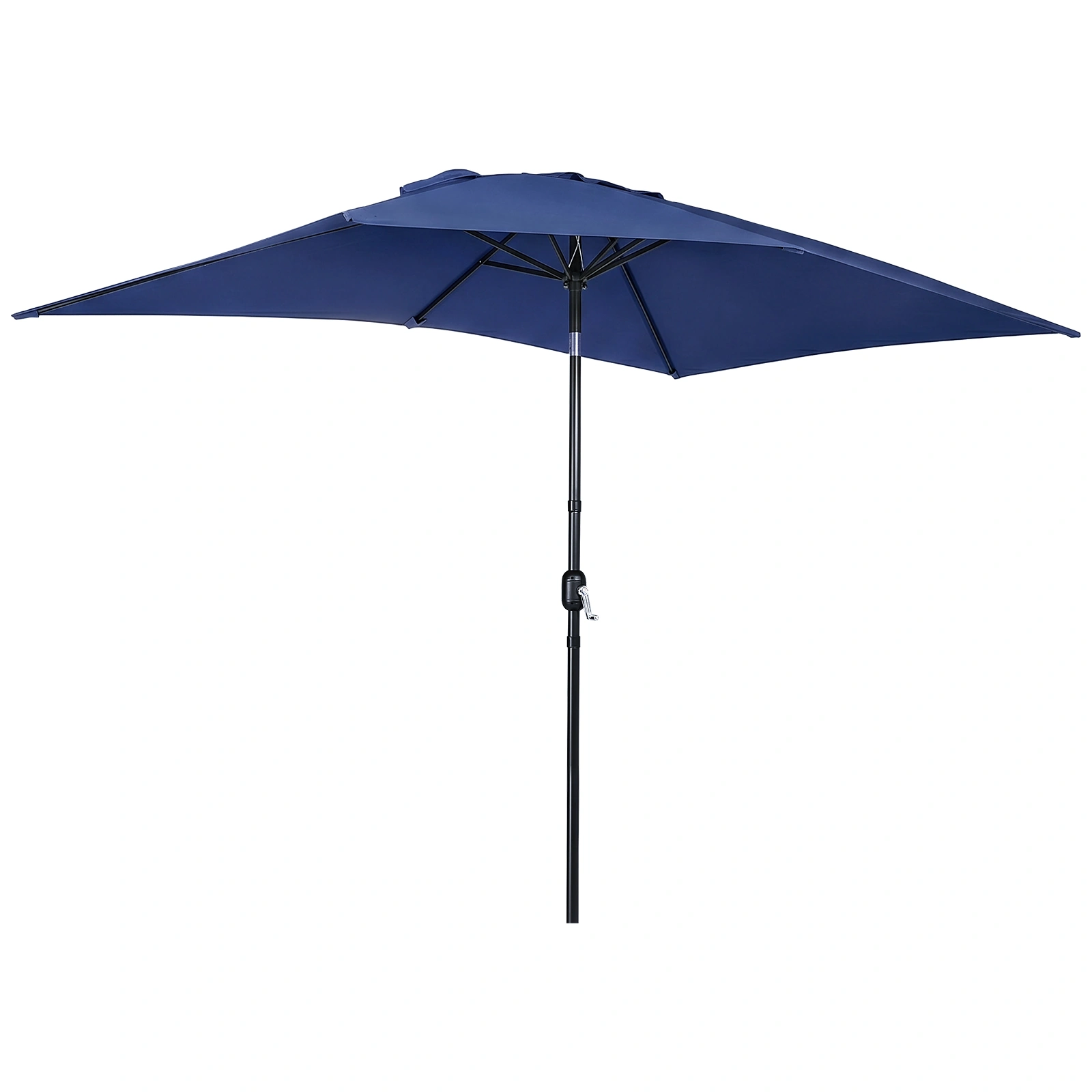 10 x 6.5 FT Square Patio Umbrella, Navy Blue Tilting Outdoor Sun Umbrella with 6 Iron Ribs & Iron Pole, Polyester Garden Shade view 2
