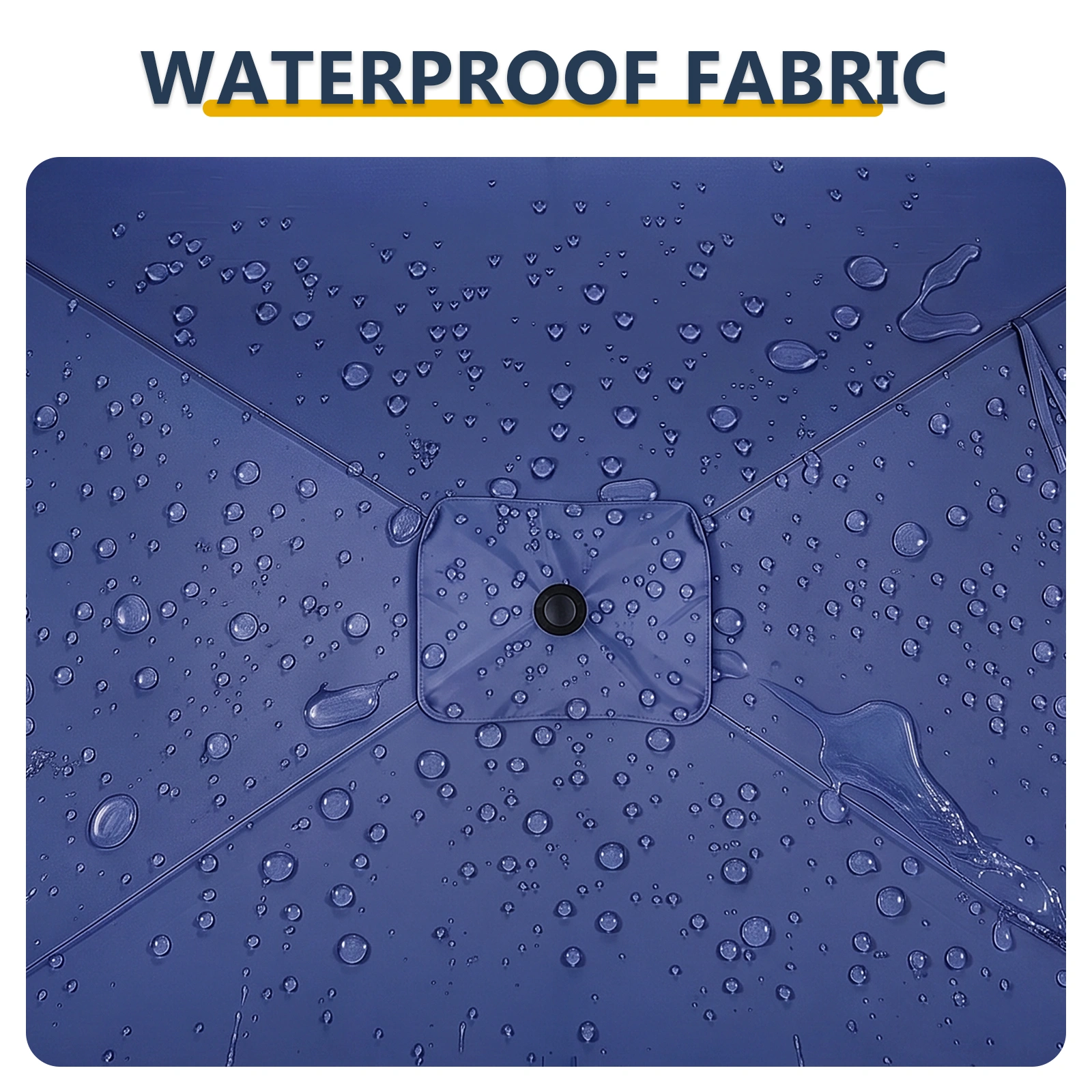 10 x 6.5 FT Square Patio Umbrella, Navy Blue Tilting Outdoor Sun Umbrella with 6 Iron Ribs & Iron Pole, Polyester Garden Shade view 6