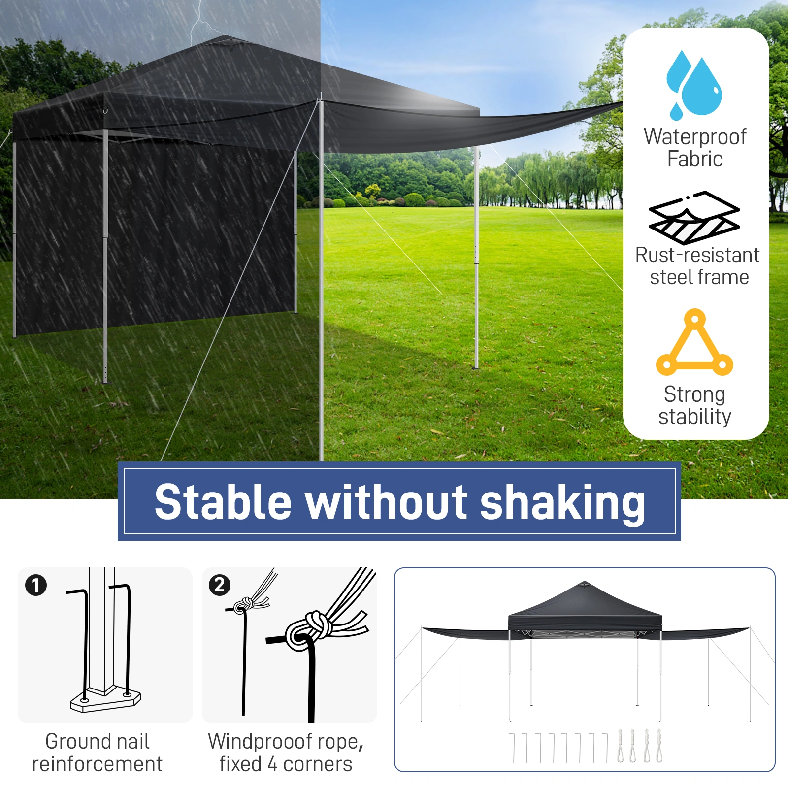 10x10FT Pop Up Canopy Tent with 2 Sidewalls, Outdoor Event Shelter Canopy for Parties, Beach, Market, Camping view 11
