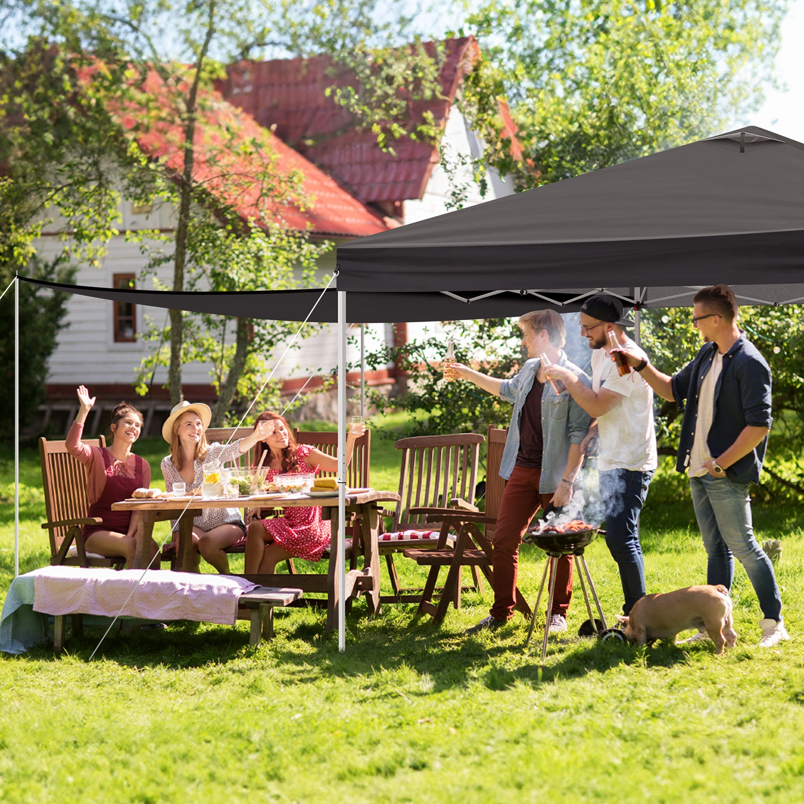 10x10FT Pop Up Canopy Tent with 2 Sidewalls, Outdoor Event Shelter Canopy for Parties, Beach, Market, Camping view 17