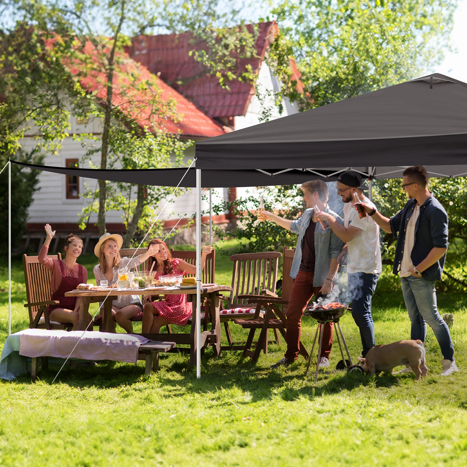 10x10FT Pop Up Canopy Tent with 2 Sidewalls, Outdoor Event Shelter Canopy for Parties, Beach, Market, Camping view 18