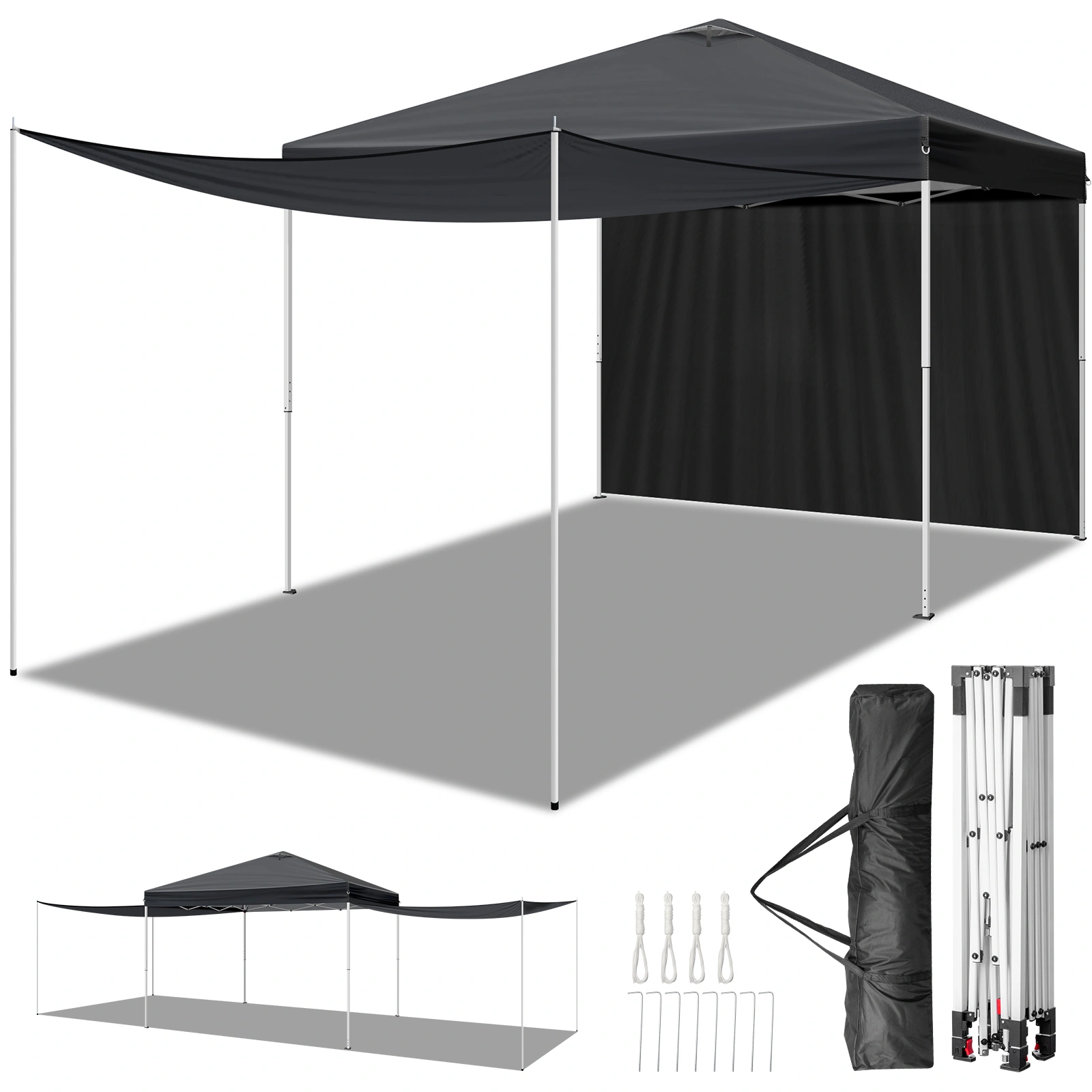 10x10FT Pop Up Canopy Tent with 2 Sidewalls, Outdoor Event Shelter Canopy for Parties, Beach, Market, Camping view 3