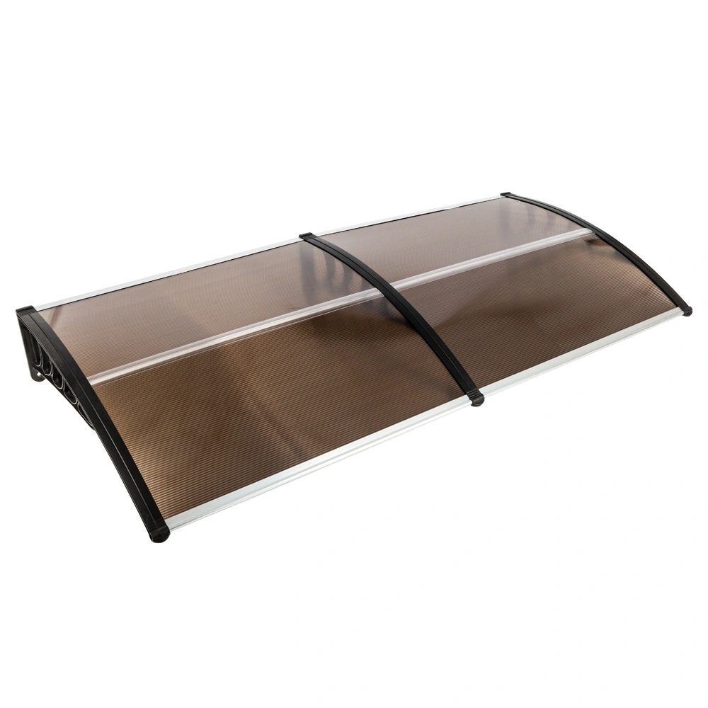 HT-200 Door & Window Rain Cover Eaves Brown Board with Black Holder for Household Application 100mm