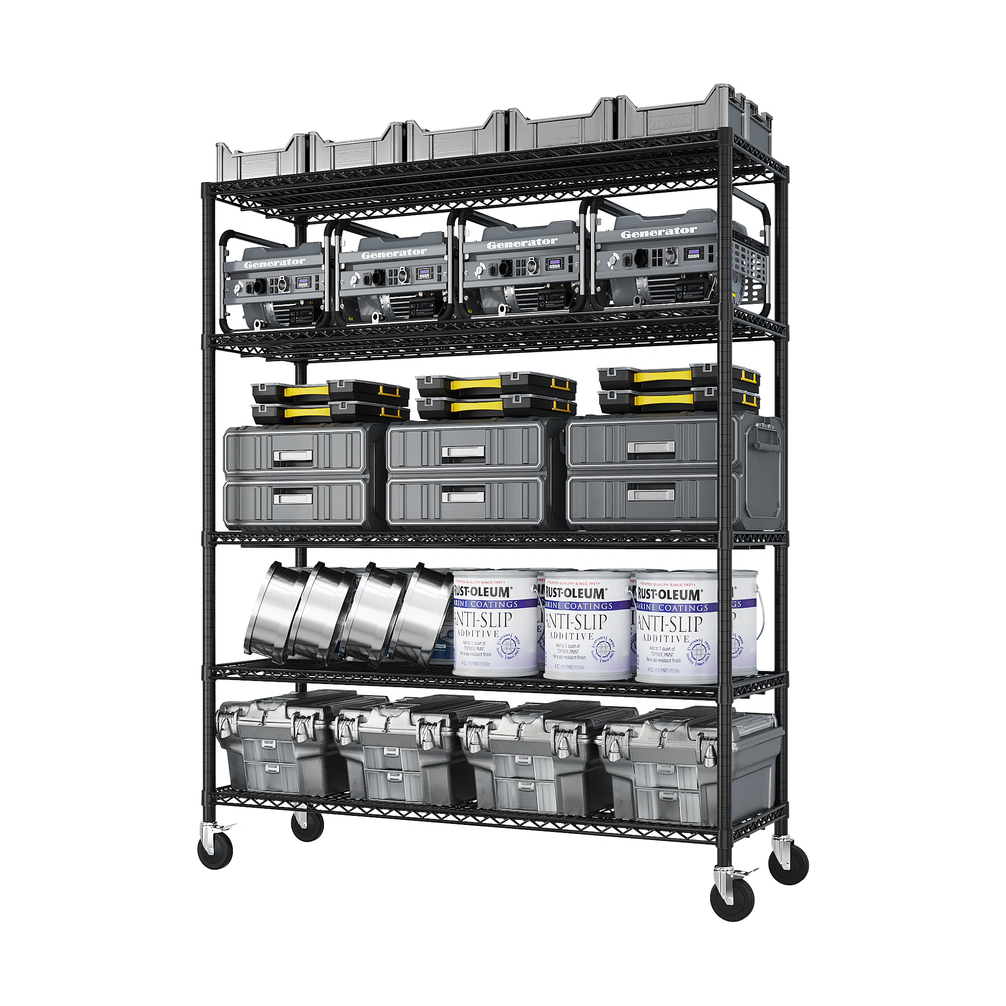 12" W Wire Shelving Unit 75.59" H X 55.12"W X 23.62"D 3200LBS Heavy Duty Adjustable Metal Shelves NSF Garage Pantry Commercial Storage Rack w/Wheels view 14