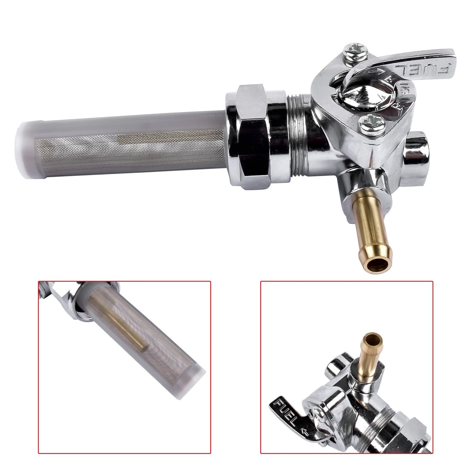 Left Spigot Petcock Fuel Valve 22mm for Harley-Davidson Sportster 883 1000 1200, Part 62129-75T