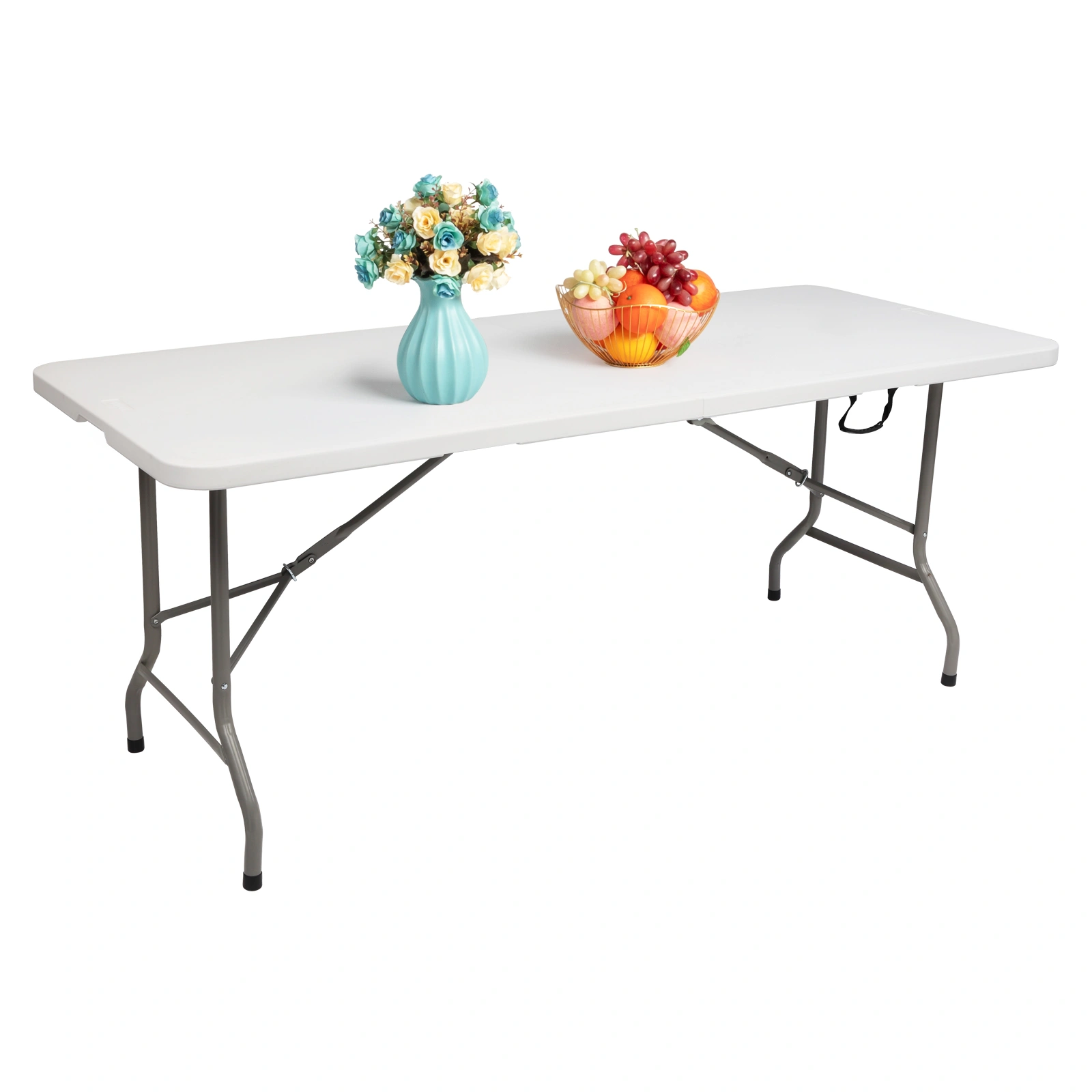 6FT Outdoor Folding Long Table, Portable Banquet Table for Garden Party Patio Event Catering