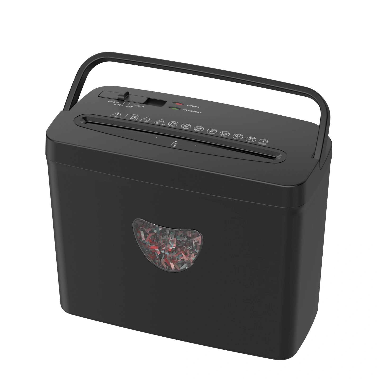 Crosscut Paper Shredder 5 Sheets P-4 Security Level 2.38 Gal Basket 4-Mode Jam Proof Quiet Desktop Shredder for Home Office