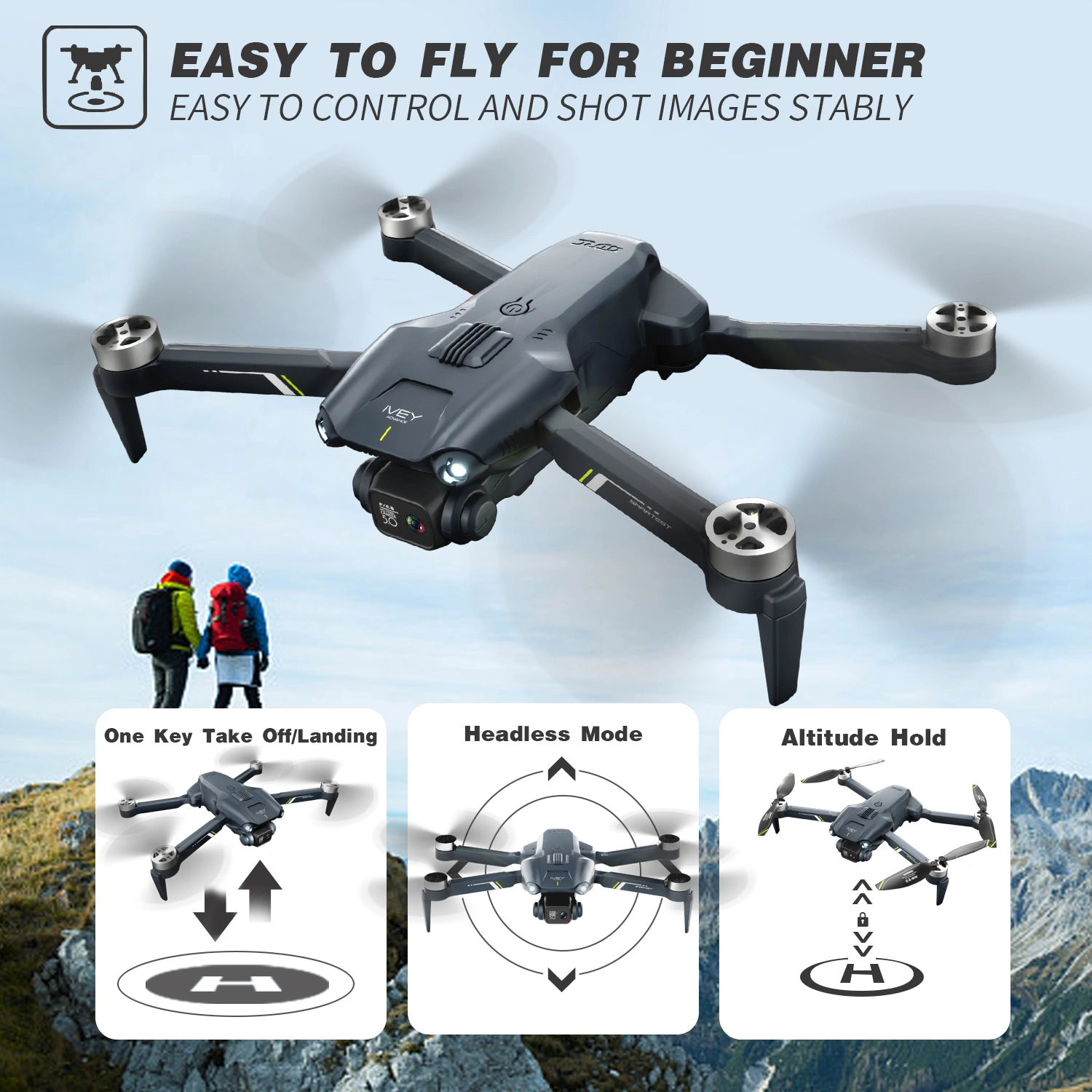 2026 V13 RC Drone with 3 Batteries, 6K HD Dual Camera WiFi FPV Foldable Quadcopter for Kids Adults